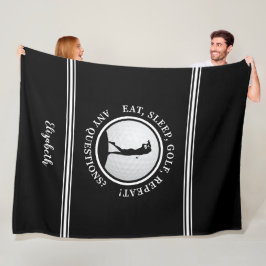 ゴルファーモダンスポーツモノグラム名ゴルフブラック フリースブランケット