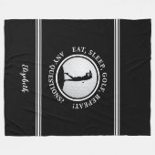 ゴルファーモダンスポーツモノグラム名ゴルフブラック フリースブランケット (正面(横))