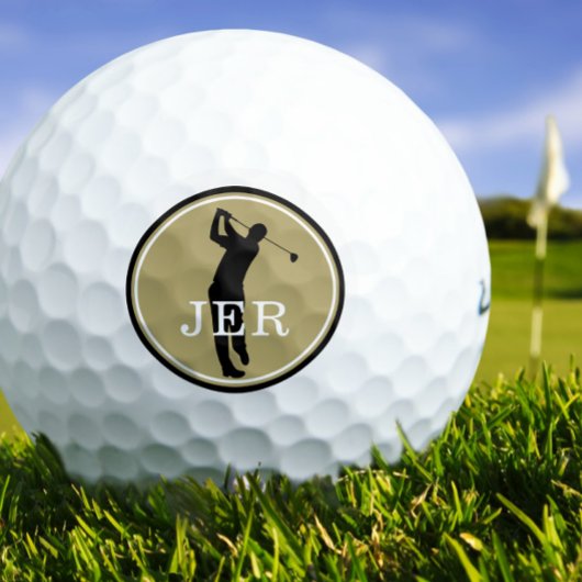 ゴルファーモダンスポーツモノグラム金ゴールドブラックゴー ゴルフボール