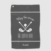 ゴルファーモダンスポーツ機器モノグラム名グレー ゴルフタオル (正面)