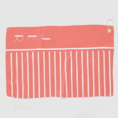 ゴルファーモダンテンプレートモノグラムスポーツコーラルホワイト ゴルフタオル (横)