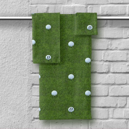 ゴルファーモダンパパモノグラムゴルフボールグリーン バスタオルセット