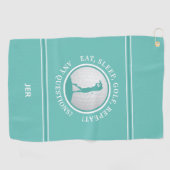 ゴルファーモダンモノグラム引用文スポーツプロゴルフティール（緑がかった色） ゴルフタオル (横)