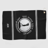 ゴルファーモノグラムおもしろい引用文スポーツプロゴルフブラック ゴルフタオル (横)