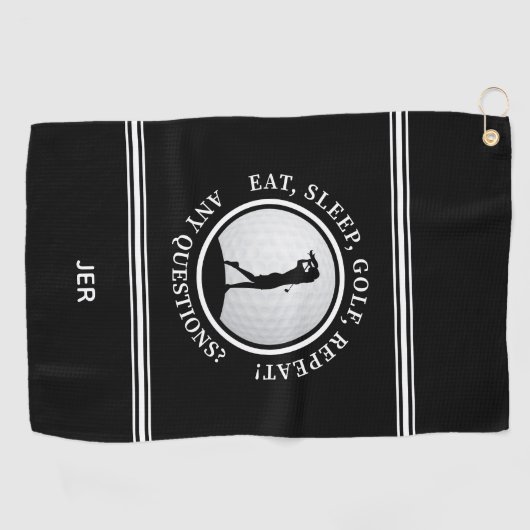 ゴルファーモノグラムおもしろい引用文スポーツプロゴルフブラック ゴルフタオル (横)