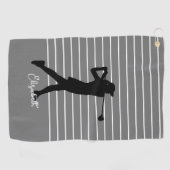 ゴルファーモノグラムのシルエット名ブラックグレー ゴルフタオル (横)