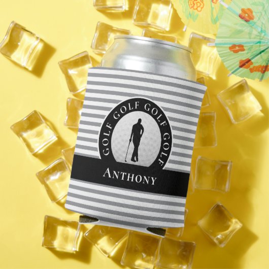 ゴルファーモノグラムのネームブラックグレースポーツノベルティ 缶クーラー (インサイチュ 夏)