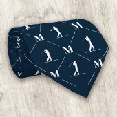 ゴルファーモノグラムイニシャルデザイナーパターン ネクタイ