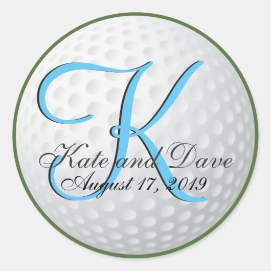 ゴルファーモノグラムエレガントゴルフ3D結婚式の引き出物 スクエアシール (正面)