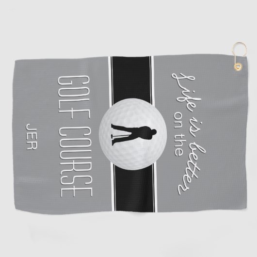 ゴルファーモノグラムゴルフスポーツ引用文グレーキュート ゴルフタオル (横)