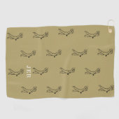 ゴルファーモノグラムスポーツプロ装備金ゴールドブラック ゴルフタオル (横)