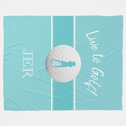 ゴルファーレディーススポーツテンプレートティール（緑がかった色） モノグラムの フリースブランケット (正面(横))