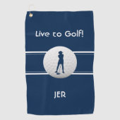 ゴルファーレディーススポーツテンプレートブルーモノグラムの ゴルフタオル (正面)