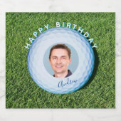 ゴルファー写真署名入りゴルフボール誕生日 ビールラベル (シングルラベル)