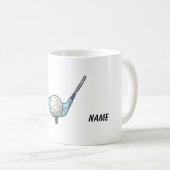 ゴルファー名の付いたゴルフボールをティーにしたゴルフクラブ コーヒーマグカップ (正面右)