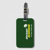 ゴルファー名を付けた緑色の手荷物 ラゲッジタグ (正面縦)