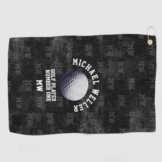 ゴルファー名ゴルフタオルの熟成された黒いゴルフタオル ゴルフタオル (横)