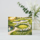 ゴルファー向けの水彩ゴルフ結婚式の御礼カード ポストカード (スタンド正面)