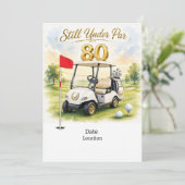 ゴルファー向け80歳の誕生日Save the Date 招待状 (スタンド正面)