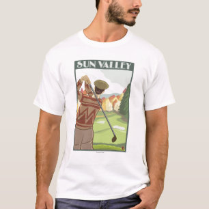 ゴルファー場面- Sun Valley、アイダホ Tシャツ