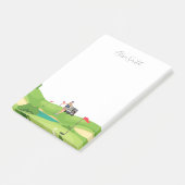 ゴルファー女性はゴルフ場で緑の草の上にいる ポストイット (アングル)