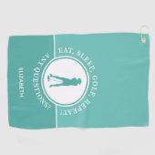 ゴルファー女性シルエットガーリースポーツティール(緑がかった色) ゴルフタオル (横)