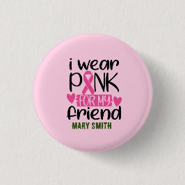 ゴルファー女性乳がん認識度ピンク名 缶バッジ