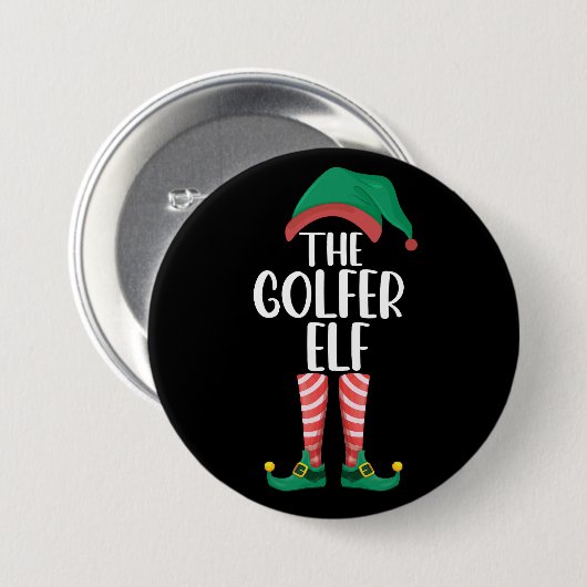 ゴルファー小妖精や小人ゴルフ家族のクリスマスに合わせる 缶バッジ (正面&裏面)