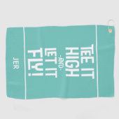 ゴルファー愛人ティーユーモアおもしろいモノグラムティール（緑がかった色）かわいい ゴルフタオル (横)