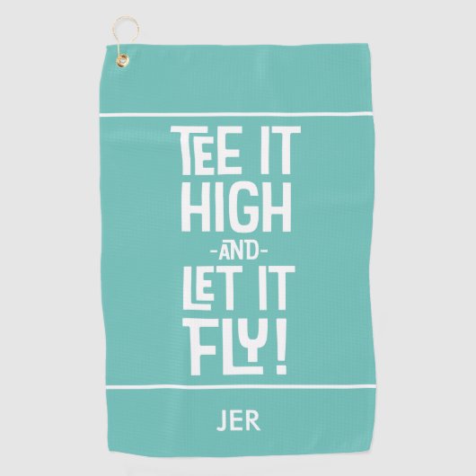 ゴルファー愛人ティーユーモアおもしろいモノグラムティール（緑がかった色）かわいい ゴルフタオル (正面)
