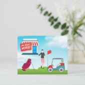 ゴルファー我々はゴルフカートとバッグで移動した 案内状 (スタンド正面)