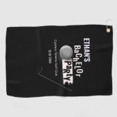 ゴルファー新郎のバチェラーパーティー クラシック 白 黒 ゴルフタオル (横)