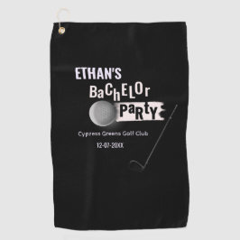 ゴルファー新郎のバチェラーパーティー クラシック 白 黒 ゴルフタオル
