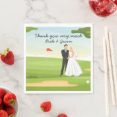ゴルファー新郎新婦結婚ズのゴルフコース スタンダードランチョンナプキン (インサイチュ)
