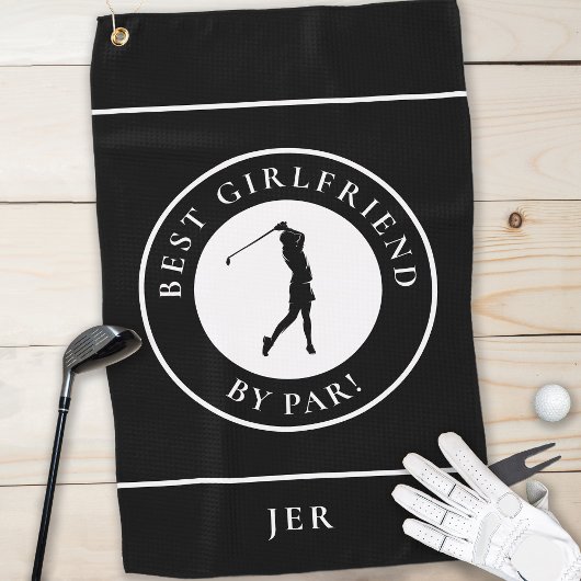 ゴルファー最高のガールフレンドBy Par Monogram Sport Black ゴルフタオル