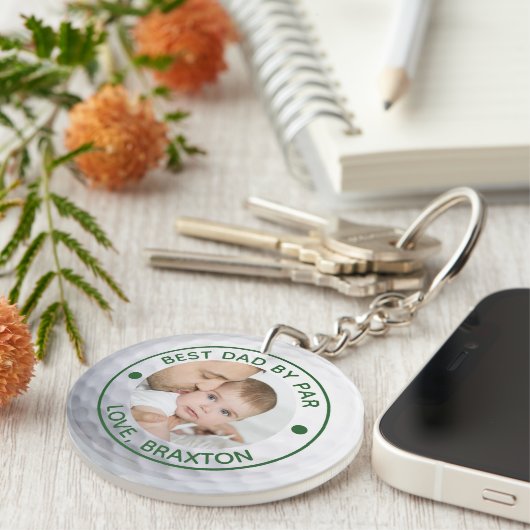 ゴルファー最高のパパBY PARフォトパーソナライズされた キーホルダー (正面右)