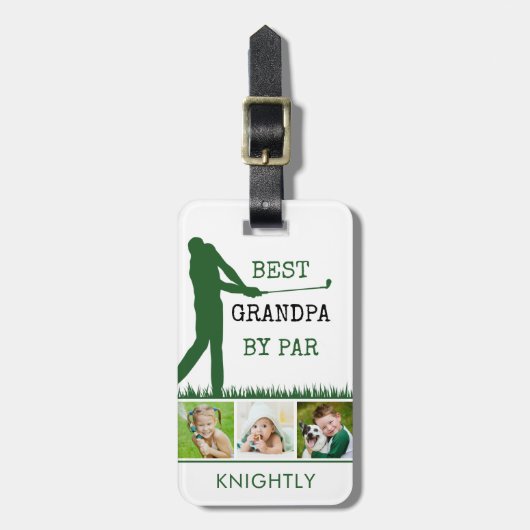 ゴルファー最高のGRANDPA BY PAR 3写真パーソナライズされた ラゲッジタグ (正面縦)