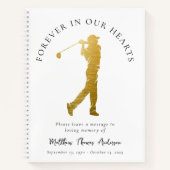 ゴルファー永遠に私たちのハート葬儀ゲストブック ノートブック (正面)