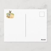 ゴルファー猫が空にサンキュー文字と共にゴルフを楽しむ ポストカード (裏面)