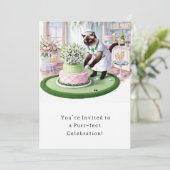 ゴルファー猫の誕生日パーティーの招待状 招待状 (スタンド正面)