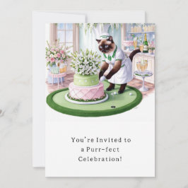 ゴルファー猫の誕生日パーティーの招待状 招待状
