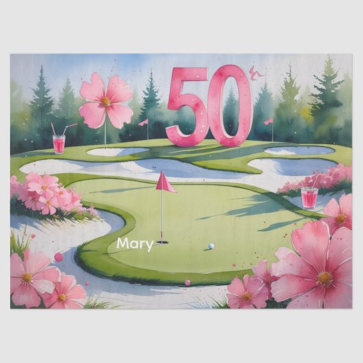 ゴルファー用のナンバー付きゴルフ50誕生日 薄葉紙 (正面)