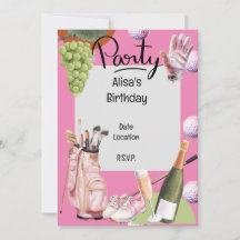 ゴルファー用のピンクのゴルフアイアンにボールがいっぱい