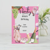 ゴルファー用のピンクのゴルフアイアンにボールがたくさんある 招待状 (スタンド正面)