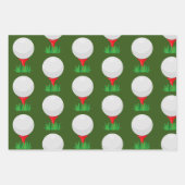 ゴルファー用のボールとアイロンを備えたゴルフクリスマス ラッピングペーパーシート (正面2)