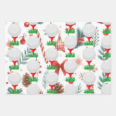 ゴルファー用のボールとアイロンを備えたゴルフクリスマス ラッピングペーパーシート (正面2)