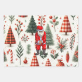 ゴルファー用のボールとアイロンを備えたゴルフクリスマス ラッピングペーパーシート (正面)