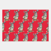 ゴルファー用のボールとアイロンを備えたゴルフクリスマス ラッピングペーパーシート (正面3)