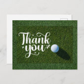 ゴルファー用の芝生にボールを乗せたゴルフサンキューカード ポストカード (正面/裏面)