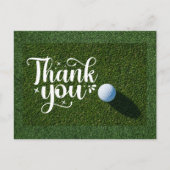 ゴルファー用の芝生にボールを乗せたゴルフサンキューカード ポストカード (正面)
